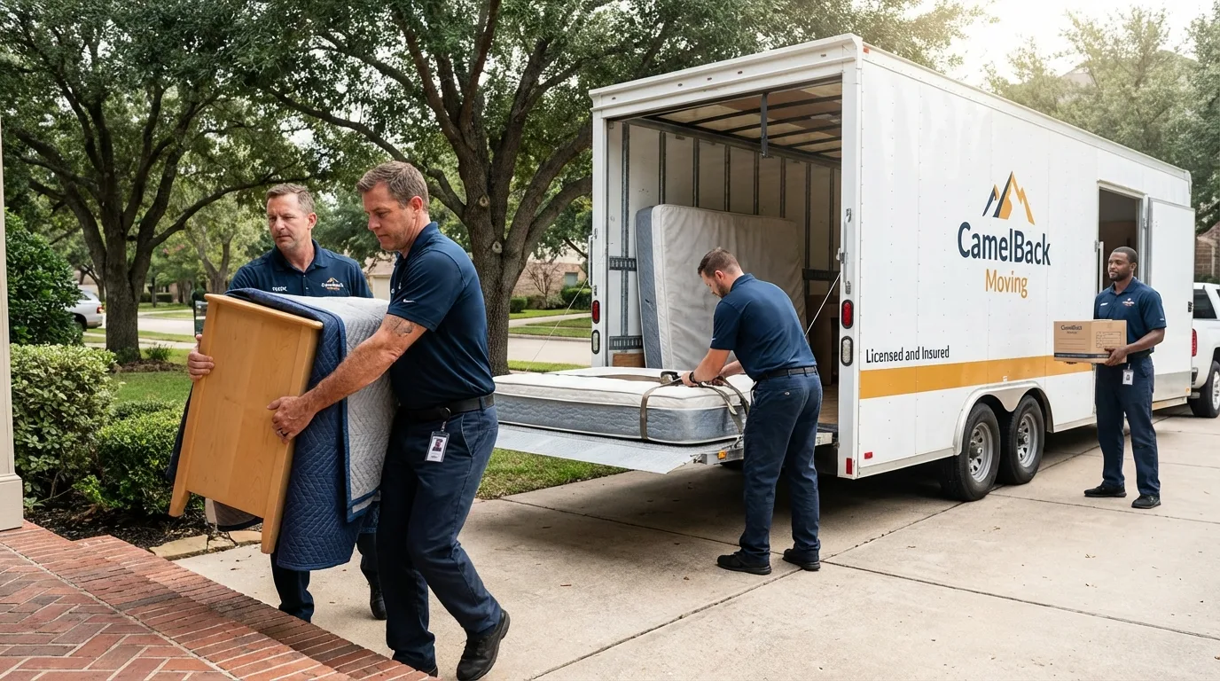Crew loading residential truck for cross-state move from Brent, AL