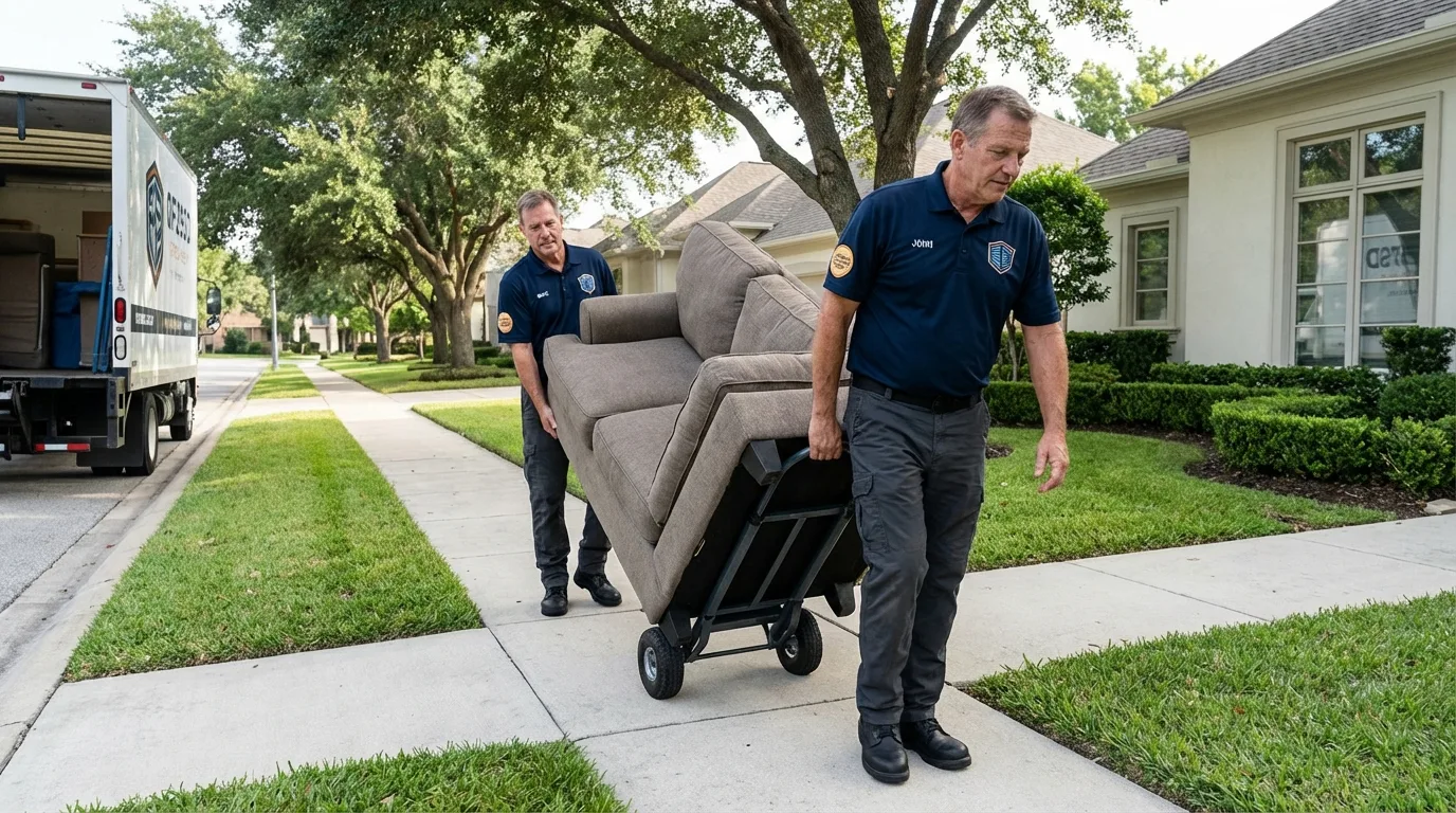 Local residential moving crew loading furniture in Brent, AL