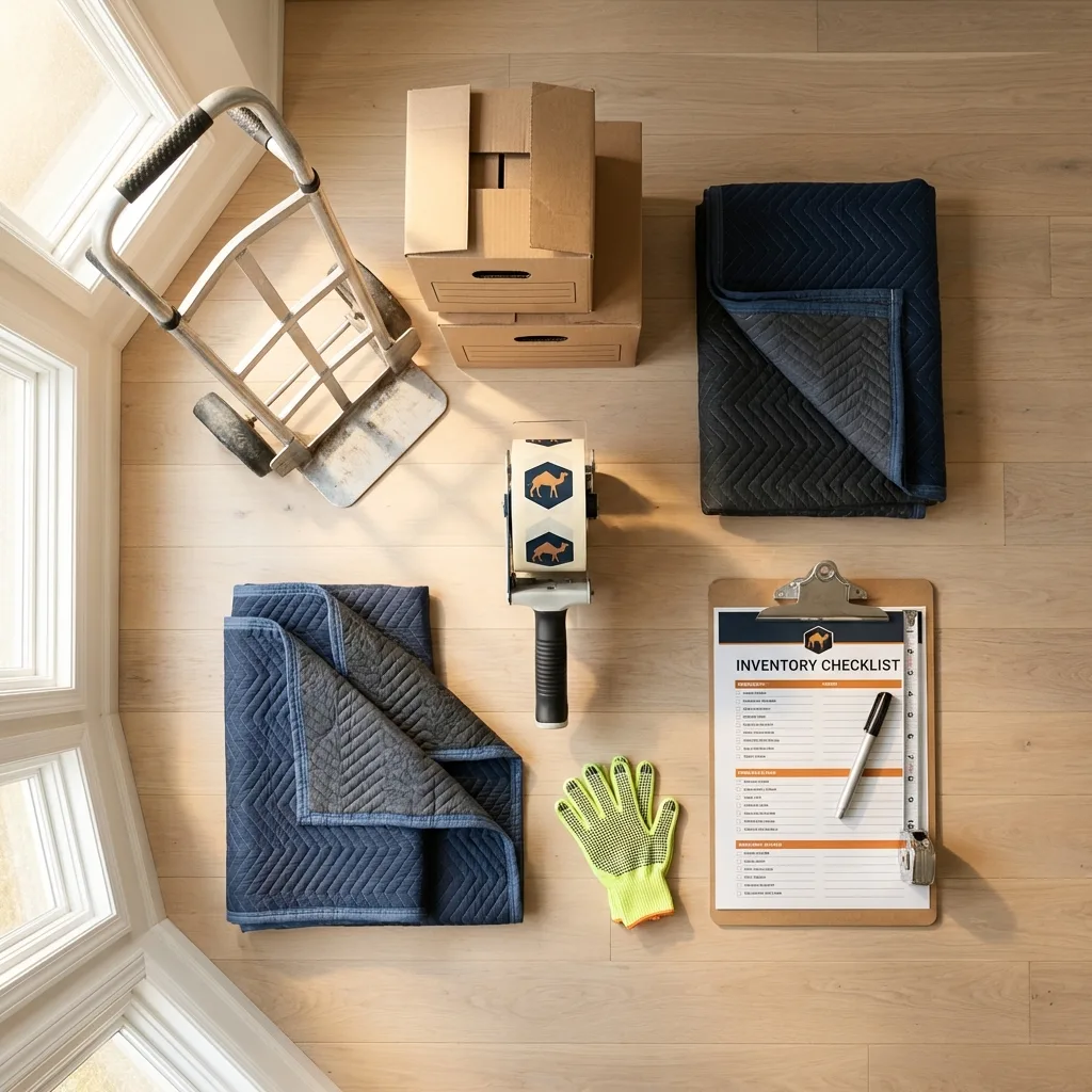 Professional moving supplies and packing materials layout for Brent residential relocations